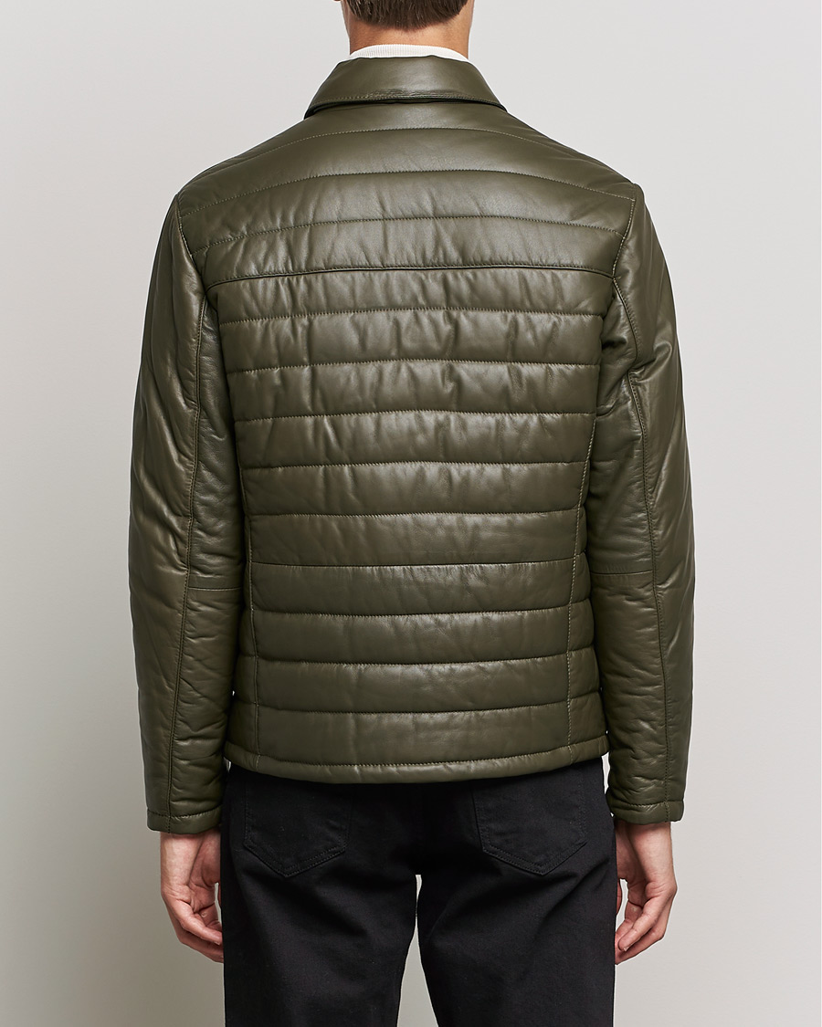 Heren | Jassen | BOSS BLACK | Milted Padded Leather Jacket Open Green