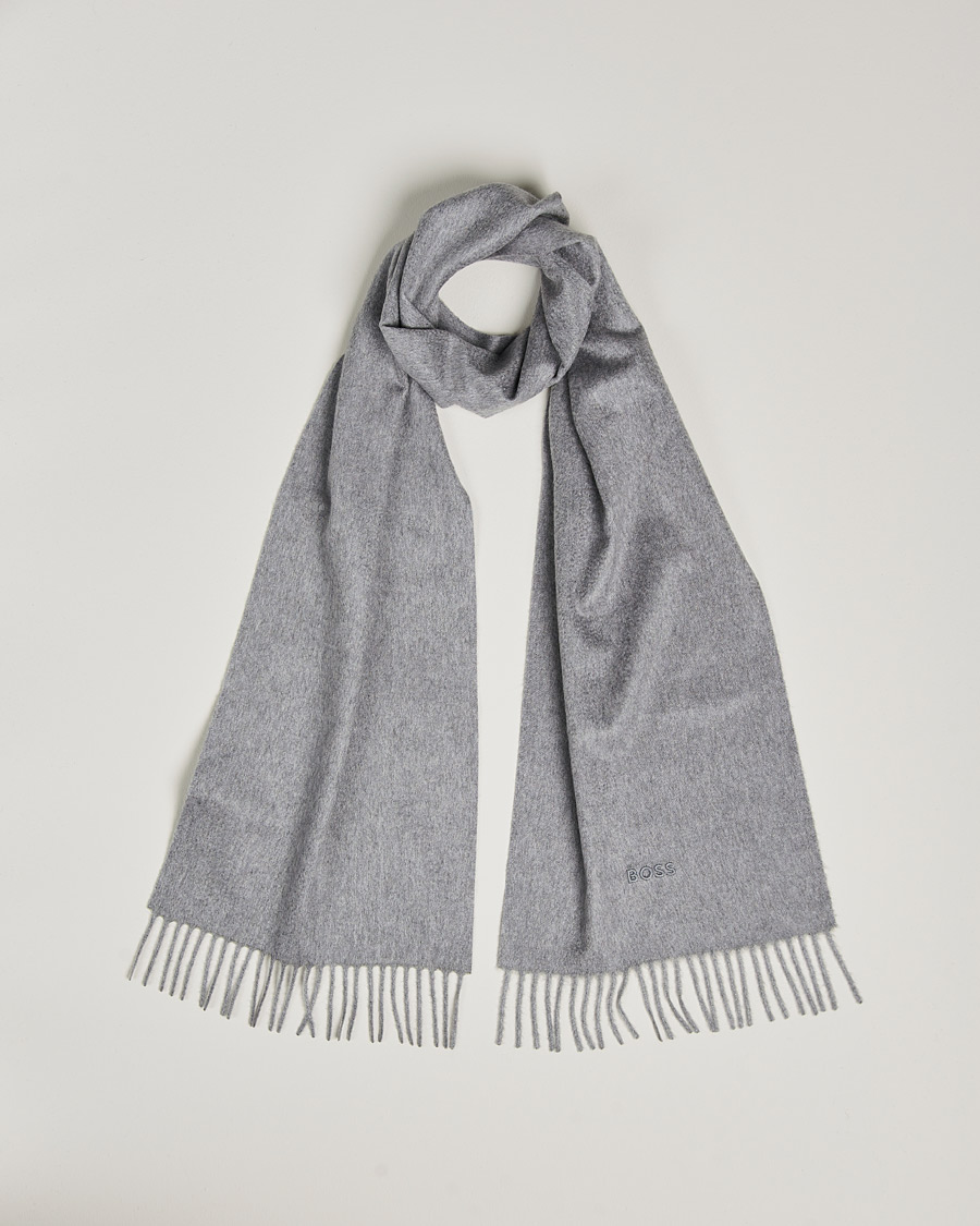 Heren | BOSS Scottas Cashmere Scarf Silver | BOSS BLACK | BOSS Scottas Cashmere Scarf Silver