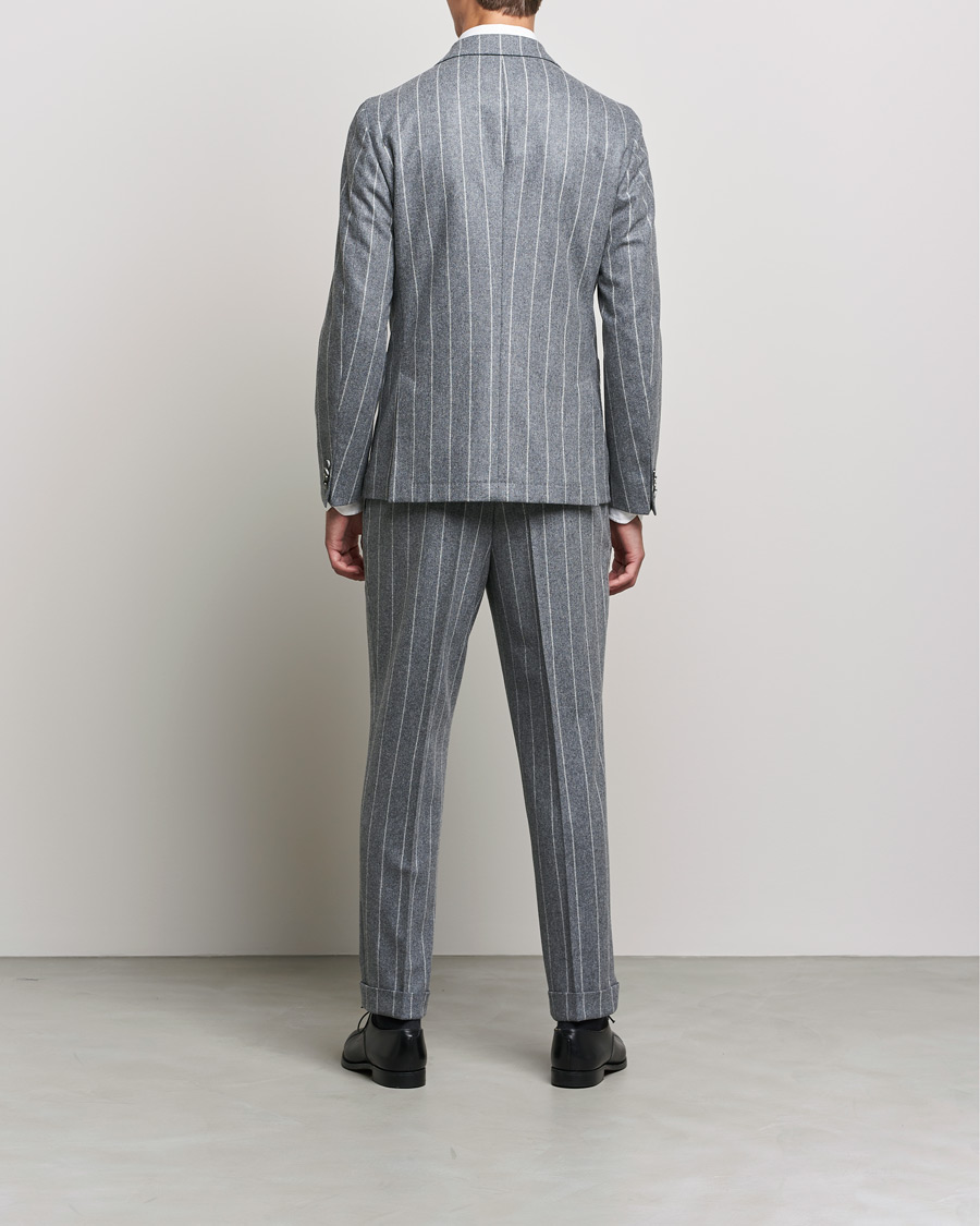 Homme | Costumes | BOSS BLACK | BOSS Hanry Wool Double Breasted Pinstripe Suit Medium Grey