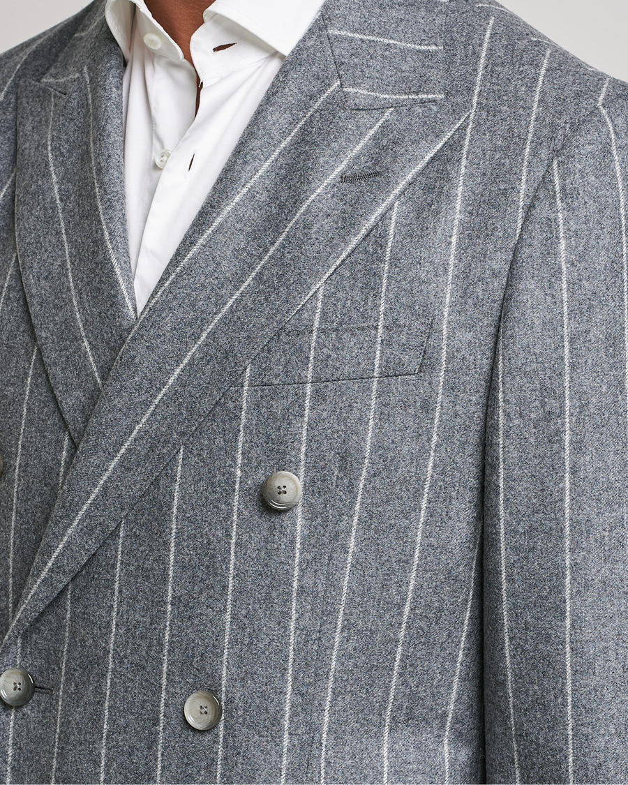 Homme | Costumes | BOSS BLACK | BOSS Hanry Wool Double Breasted Pinstripe Suit Medium Grey