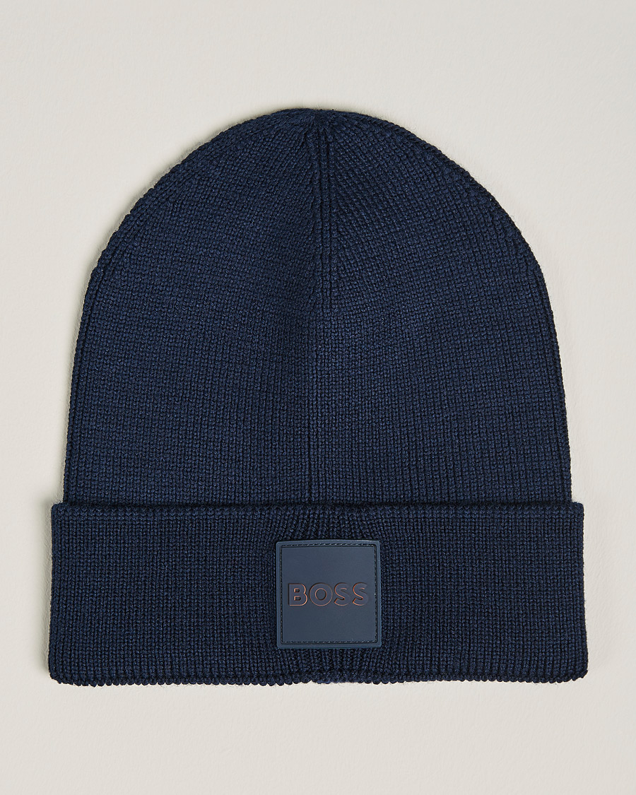 Homme | BOSS Casual Foxxy Logo Beanie Dark Blue | BOSS ORANGE | BOSS Casual Foxxy Logo Beanie Dark Blue