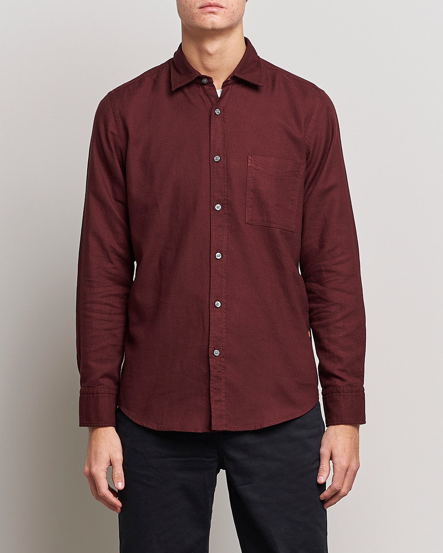 Heren | Overhemden | BOSS ORANGE | Relegant Flannel Shirt Dark Red