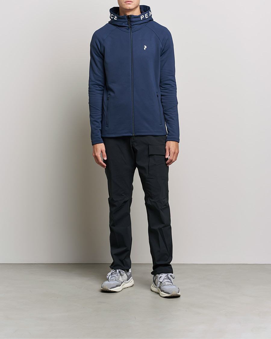 Heren | Truien | Peak Performance | Rider Zip Fleece Hood Jacket Blue Shadow