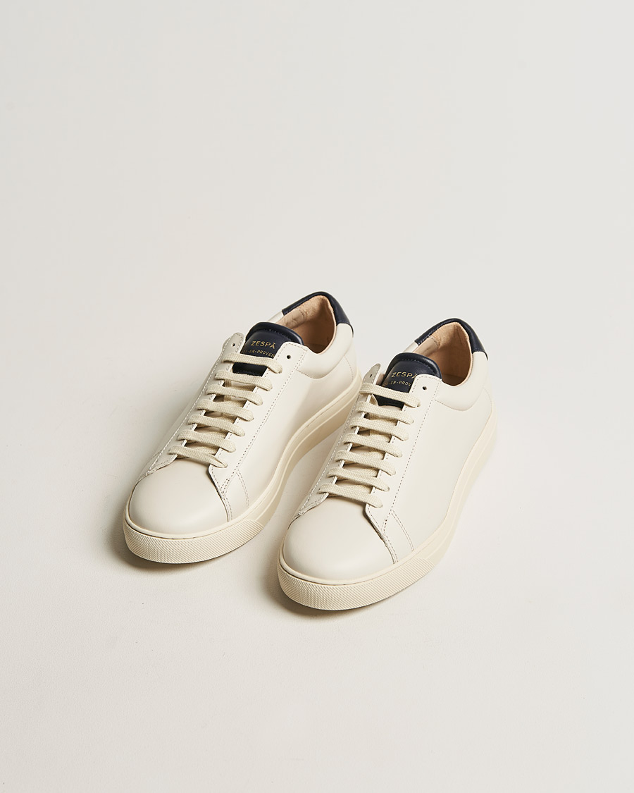 Homme | Zespà ZSP4 Nappa Leather Sneakers Off White/Navy | Zespà | ZSP4 Nappa Leather Sneakers Off White/Navy