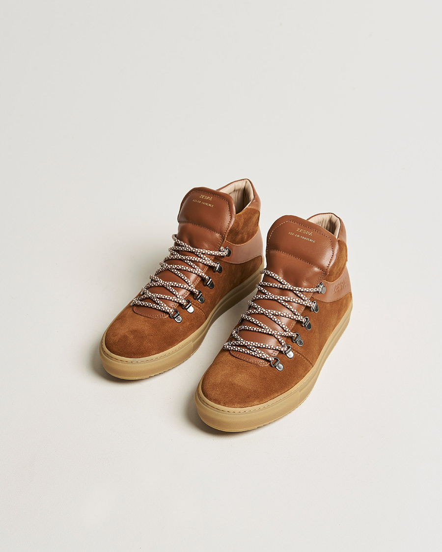 Heren | Zespà ZSP12 Alpine Hiker High Top Suede Sneakers Camel | Zespà | ZSP12 Alpine Hiker High Top Suede Sneakers Camel
