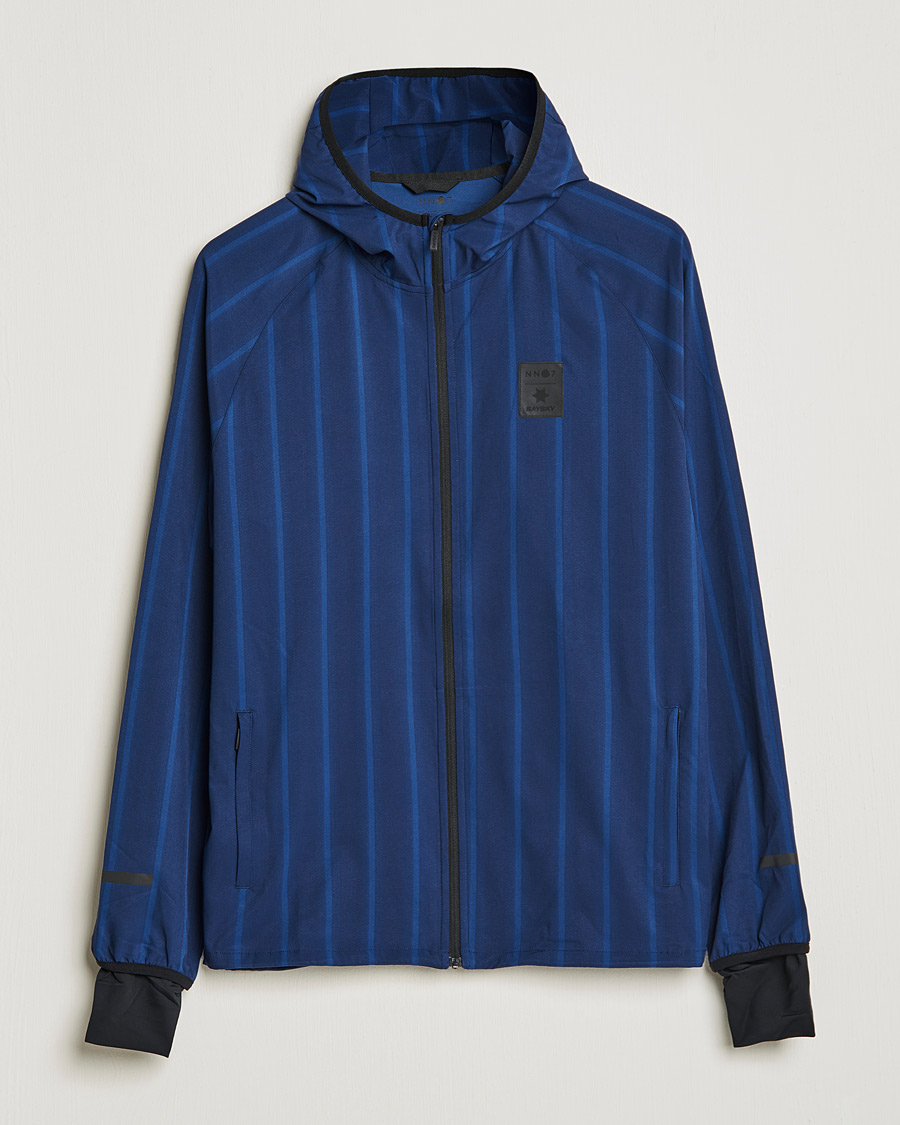 Heren | Truien | NN07 | Pace Hooded Running Jacket Navy Stripe