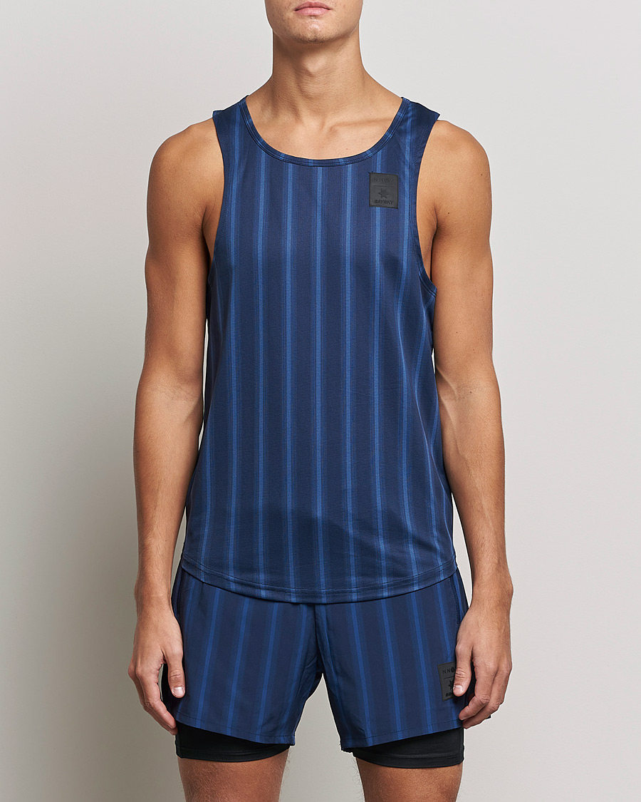 Heren | T-shirts | NN07 | Combat Singlet Navy Stripe