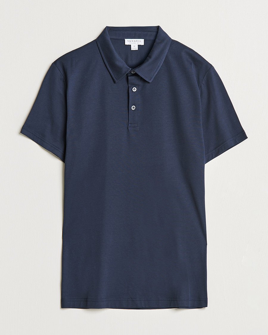 Heren | Polo's | Sunspel | Cotton Jersey Polo Navy