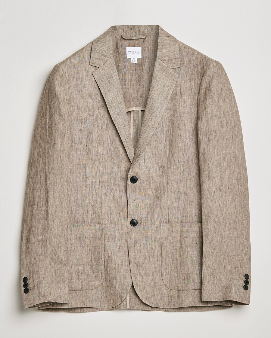Heren | Blazers | Sunspel | Relaxed Linen Blazer Dark Stone