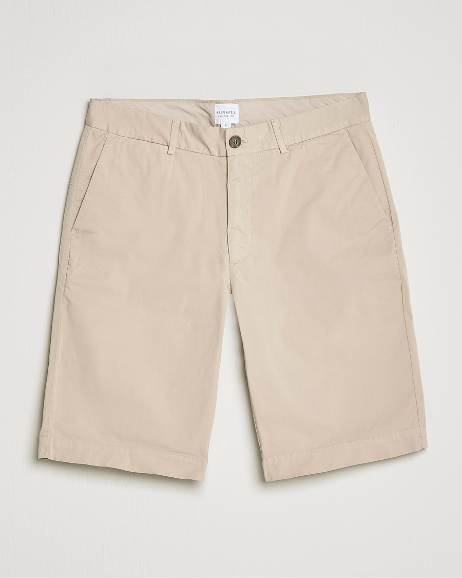 Homme | Shorts | Sunspel | Cotton Chino Shorts Light Stone
