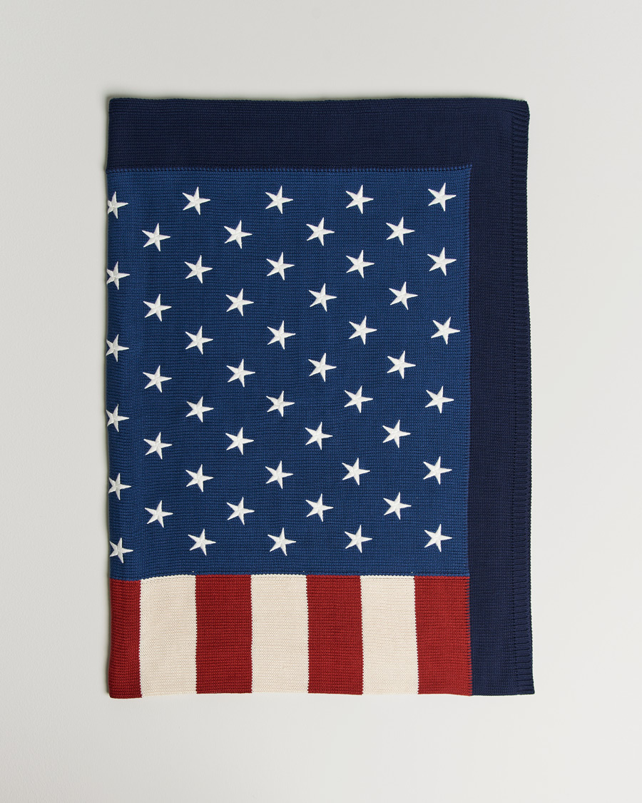 Homme | Ralph Lauren Home RL Flag 54x72 Cotton Throw Navy | Ralph Lauren Home | RL Flag 54x72 Cotton Throw Navy