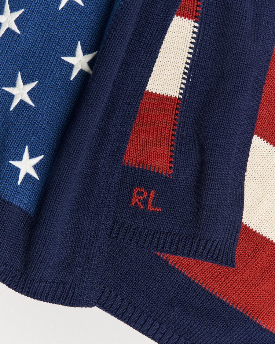 Homme | Ralph Lauren Home RL Flag 54x72 Cotton Throw Navy | Ralph Lauren Home | RL Flag 54x72 Cotton Throw Navy