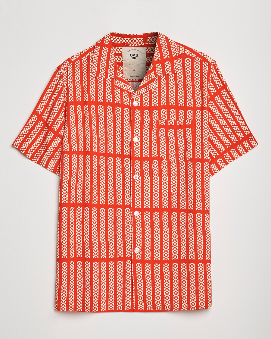 Heren | Overhemden | OAS | Viscose Resort Short Sleeve Shirt Railway