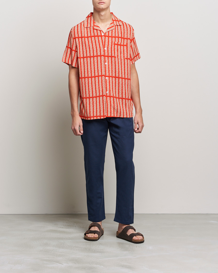 Heren | Overhemden | OAS | Viscose Resort Short Sleeve Shirt Railway
