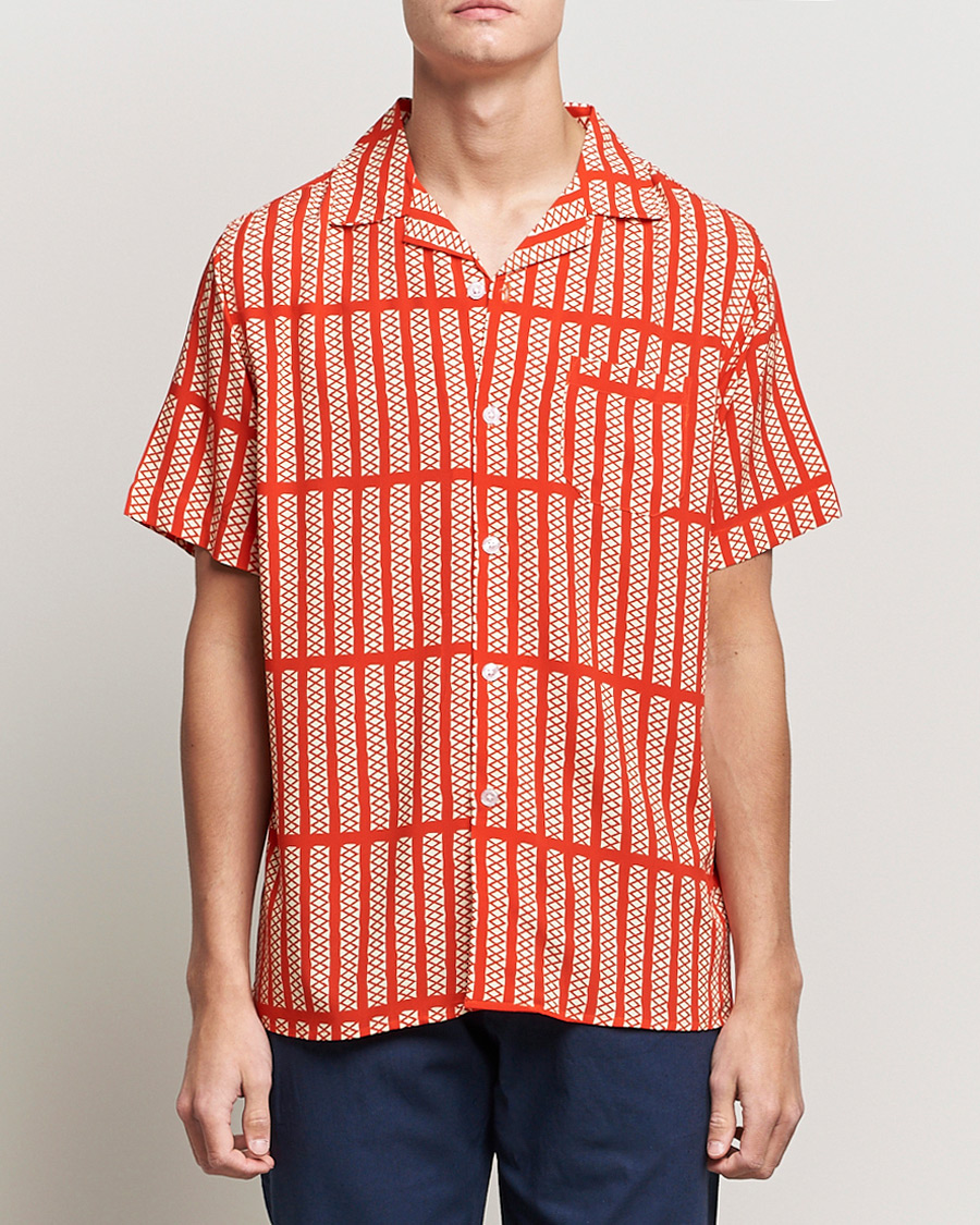 Heren | Overhemden | OAS | Viscose Resort Short Sleeve Shirt Railway
