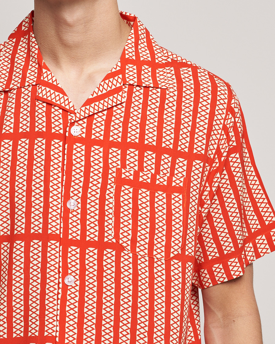Heren | Overhemden | OAS | Viscose Resort Short Sleeve Shirt Railway