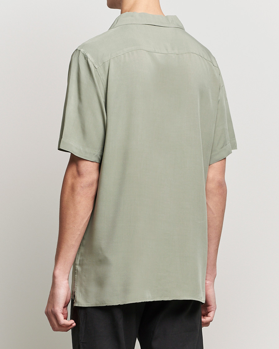 Homme | Chemises | OAS | Viscose Resort Short Sleeve Shirt Green Plain