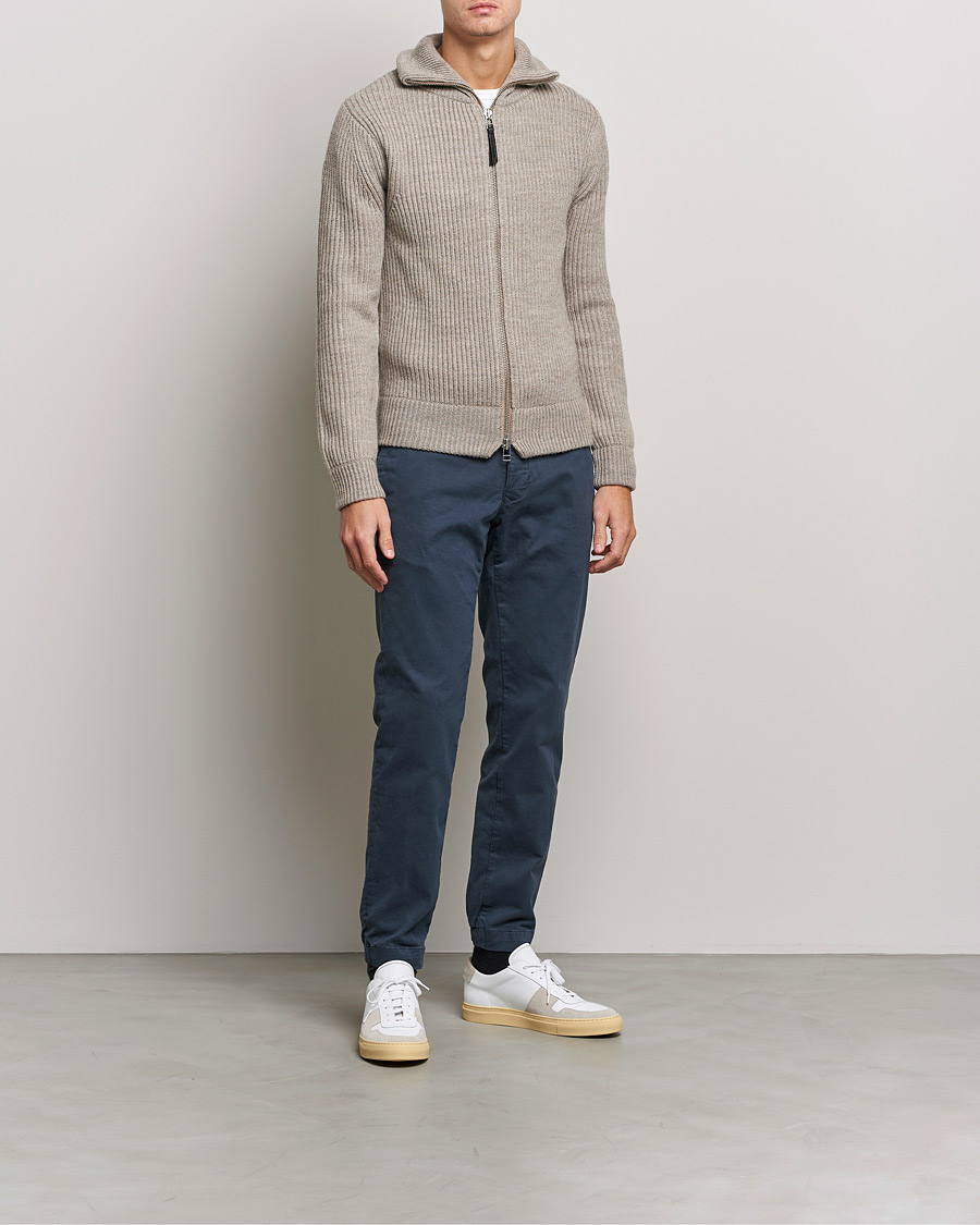 Heren | Broeken | Incotex | Slim Fit Satin Drawstring Joggers Navy