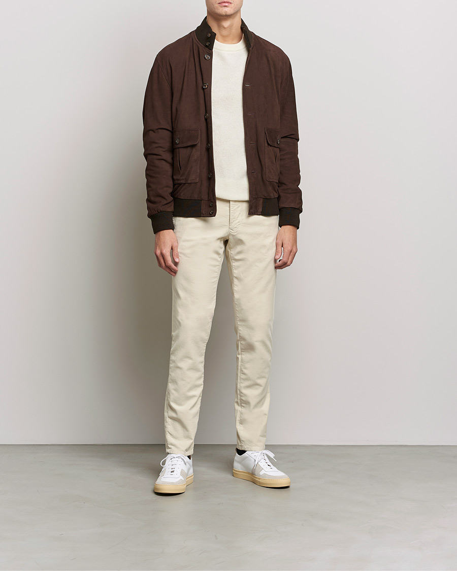 Heren | Broeken | Incotex | Slim Fit Vintage Moleskine Slacks Light Beige