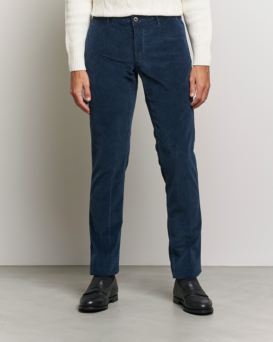 Homme | Pantalons | Incotex | Slim Fit Leisure Cord Slacks Dark Blue