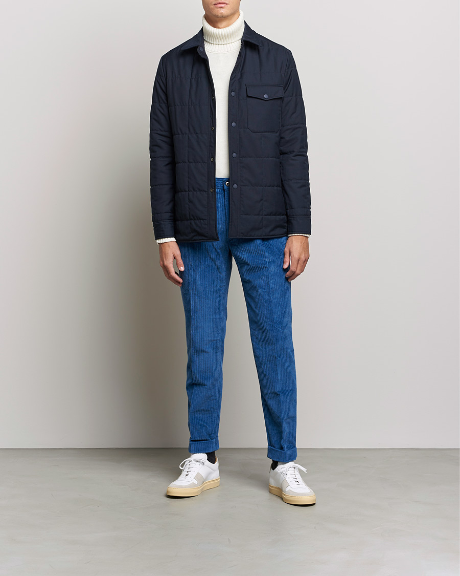 Homme | Pantalons | Incotex | Regular Fit Heavy Cord Slacks Royal Blue