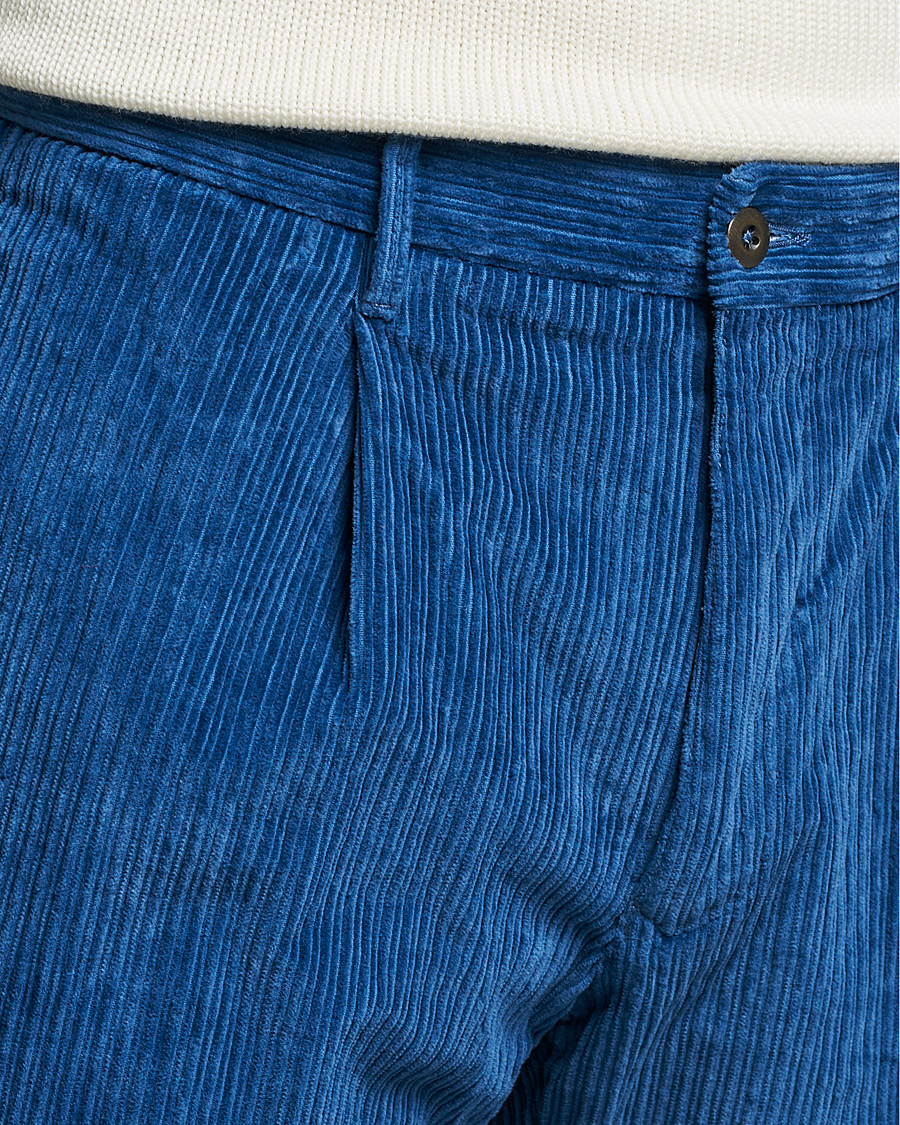 Homme | Pantalons | Incotex | Regular Fit Heavy Cord Slacks Royal Blue