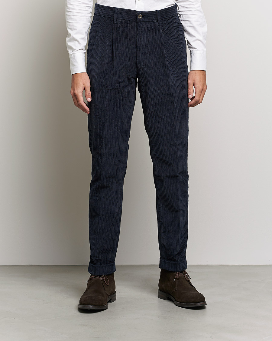 Heren | Broeken | Incotex | Regular Fit Heavy Cord Slacks Navy