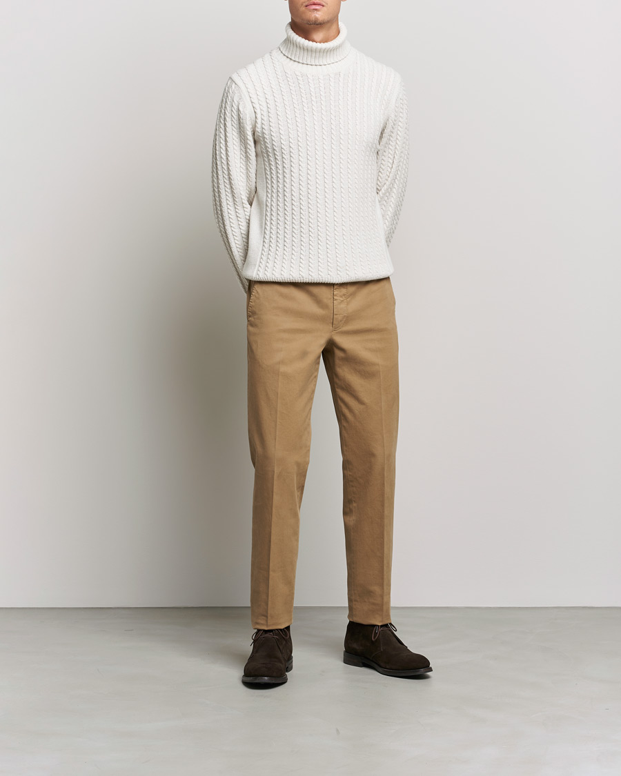 Homme | Pantalons | Incotex | Regular Fit Cotton Stretch Chinos Beige