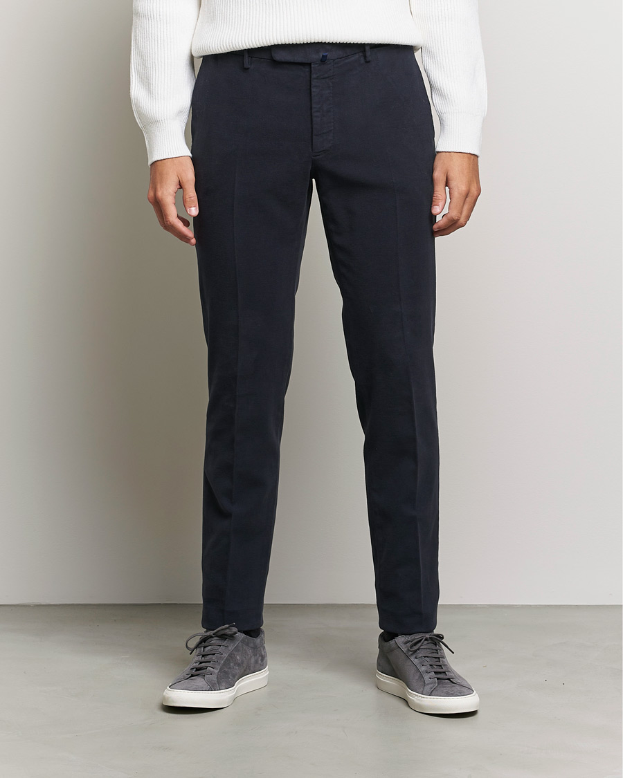 Heren | Broeken | Incotex | Slim Fit Luxury Moleskine Trousers Navy