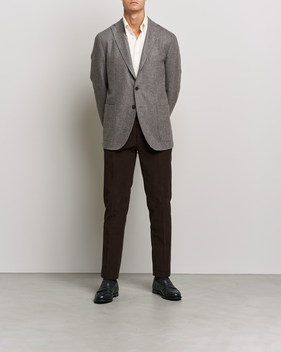 Homme | Pantalons | Incotex | Slim Fit Soft Corduroy Trousers Dark Brown
