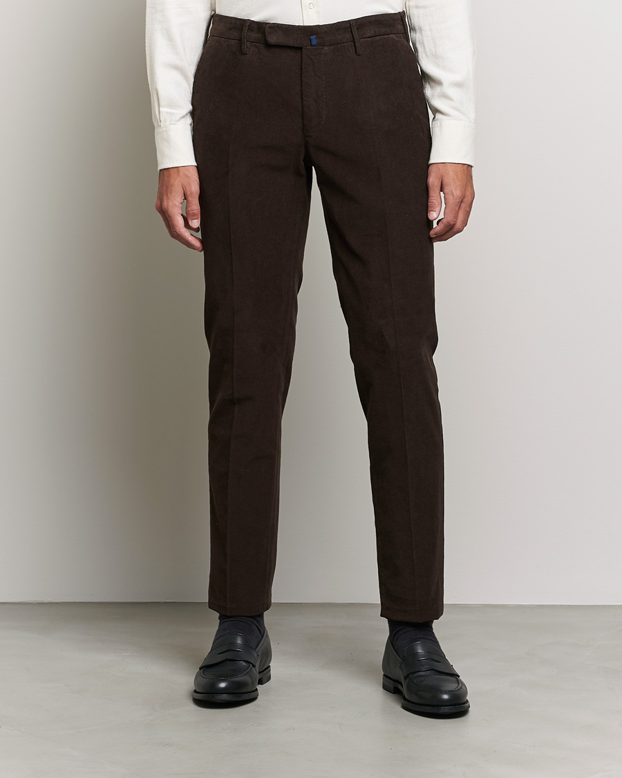 Homme | Pantalons | Incotex | Slim Fit Soft Corduroy Trousers Dark Brown