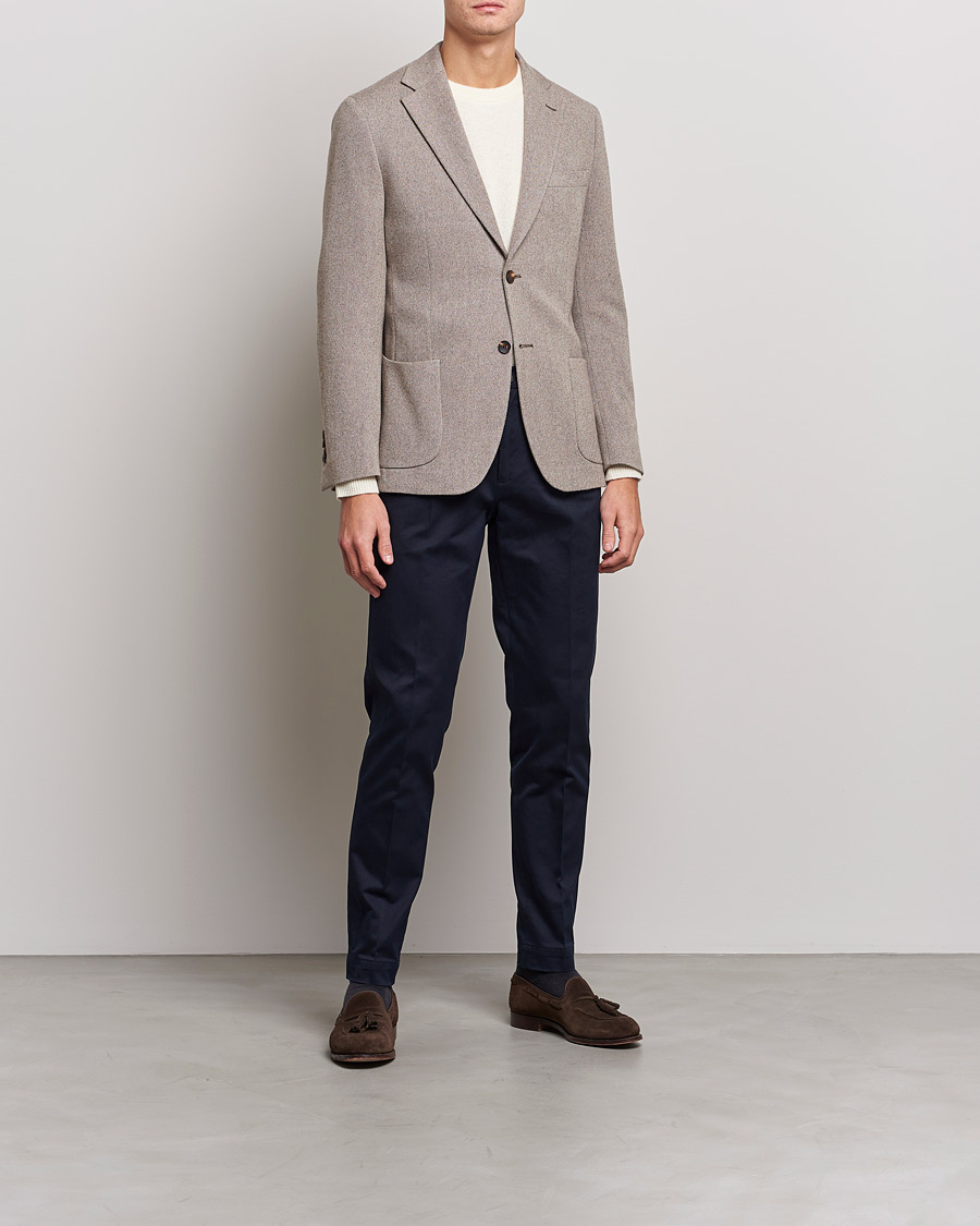 Heren | Broeken | Incotex | Pleated Cotton Stretch Chinos Navy