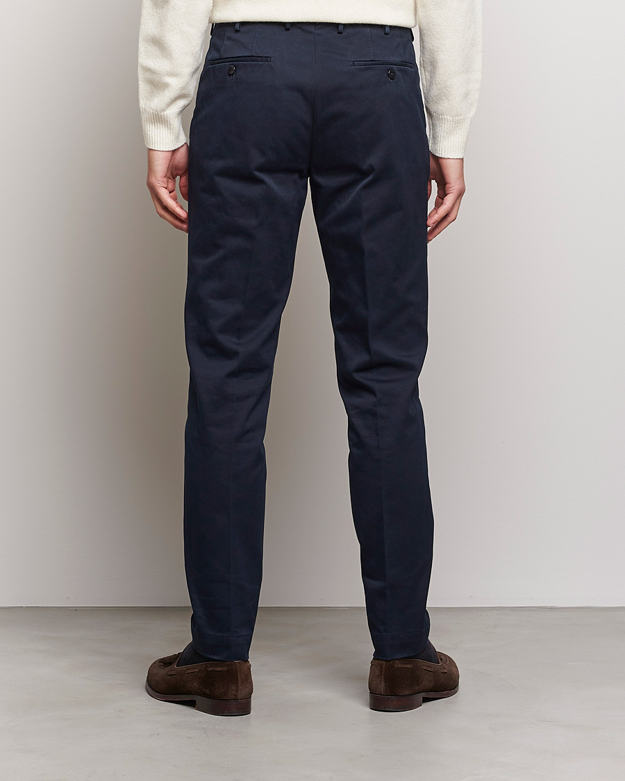 Heren | Broeken | Incotex | Pleated Cotton Stretch Chinos Navy