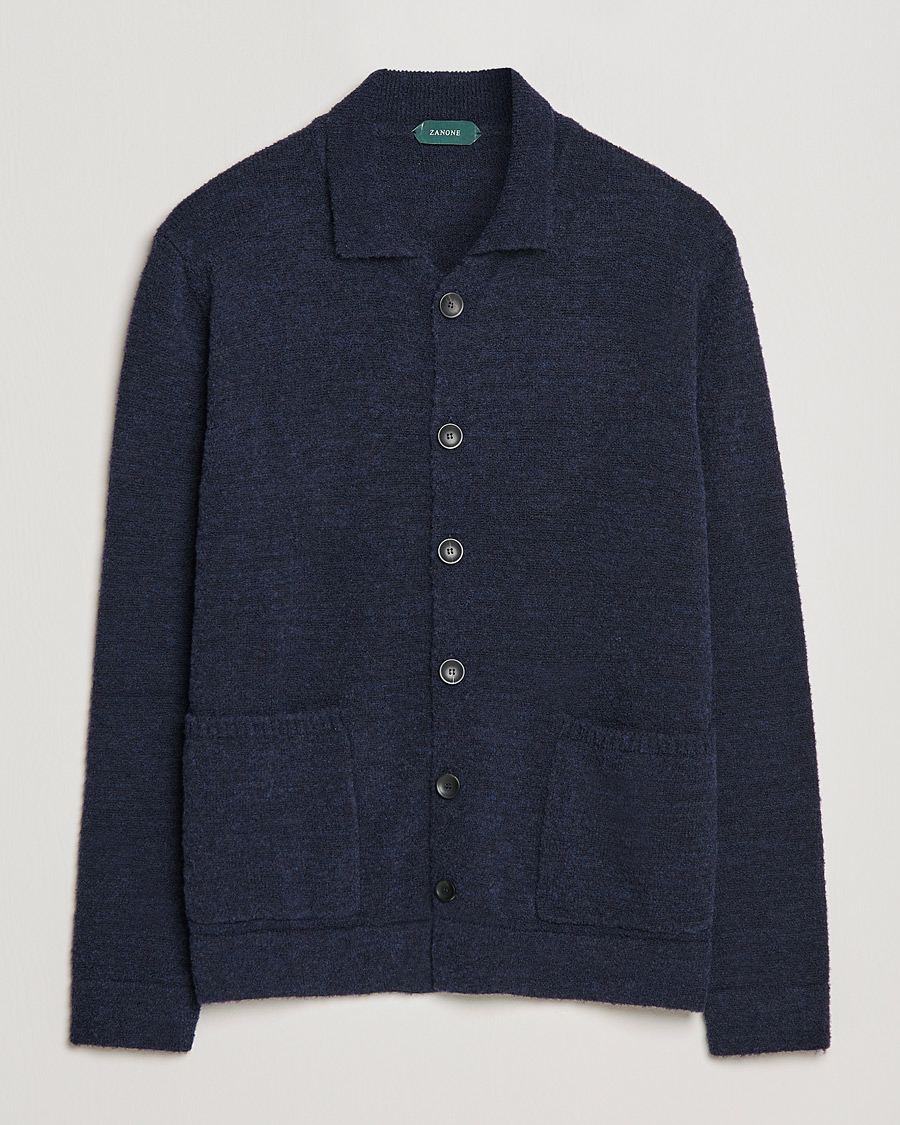 Homme | Pulls Et Tricots | Zanone | Boucle Wool Chore Jacket Navy