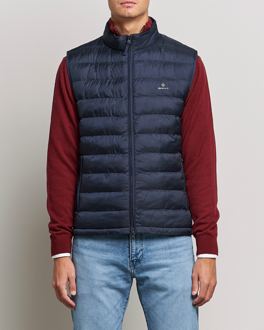 Heren | Jassen | GANT | Mixed Media Light Padded Gilet Evening Blue