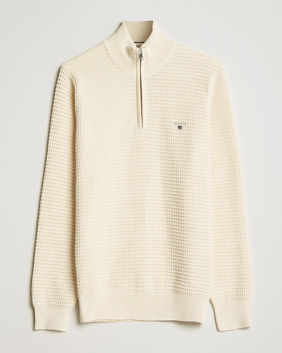 Heren | Truien | GANT | Cotton Texture Half Zip Cream