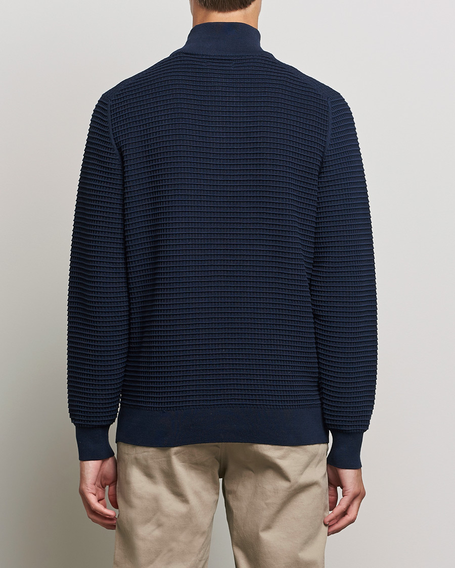 Heren | Truien | GANT | Cotton Texture Half Zip Evening Blue