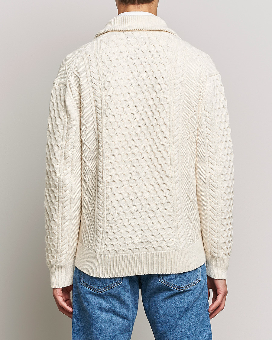 Heren | Truien | Gant | Aran Structured Full Zip Cream