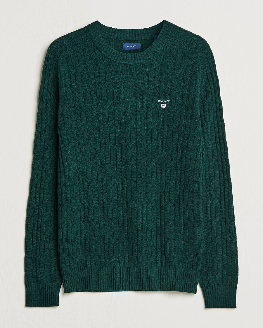 Heren | Truien | GANT | Lambswool Cable Crew Neck Pullover Tartan Green