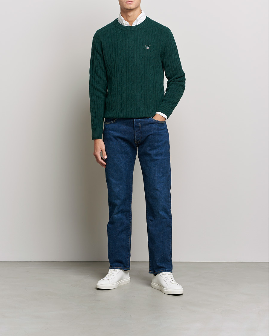 Heren | Truien | GANT | Lambswool Cable Crew Neck Pullover Tartan Green