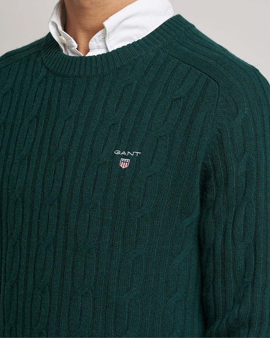Heren | Truien | GANT | Lambswool Cable Crew Neck Pullover Tartan Green