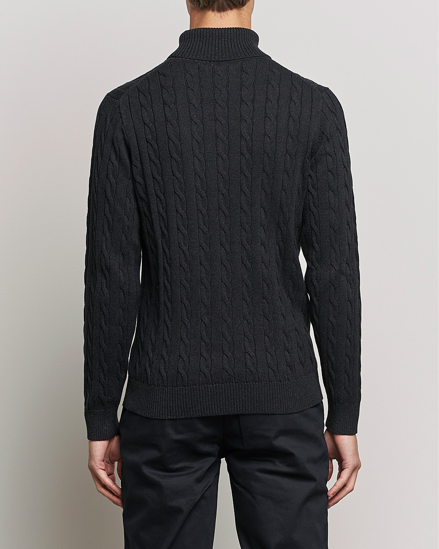 Heren | Truien | GANT | Cotton Cable Turtleneck Dark Charcoal Melange