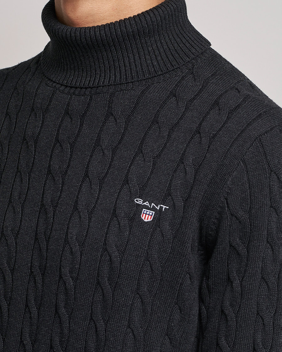 Heren | Truien | GANT | Cotton Cable Turtleneck Dark Charcoal Melange