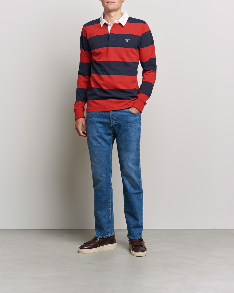 Heren | Truien | GANT | Original Barstripe Heavy Rugger Ruby Red
