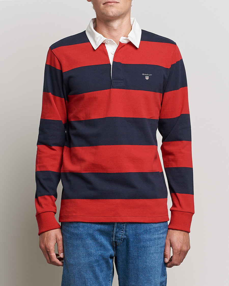 Heren | Truien | GANT | Original Barstripe Heavy Rugger Ruby Red