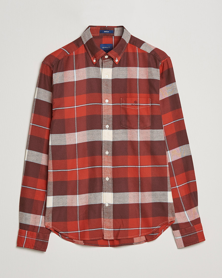 Heren | Overhemden | GANT | Regular Fit Flannel Block Checked Shirt Spice Red