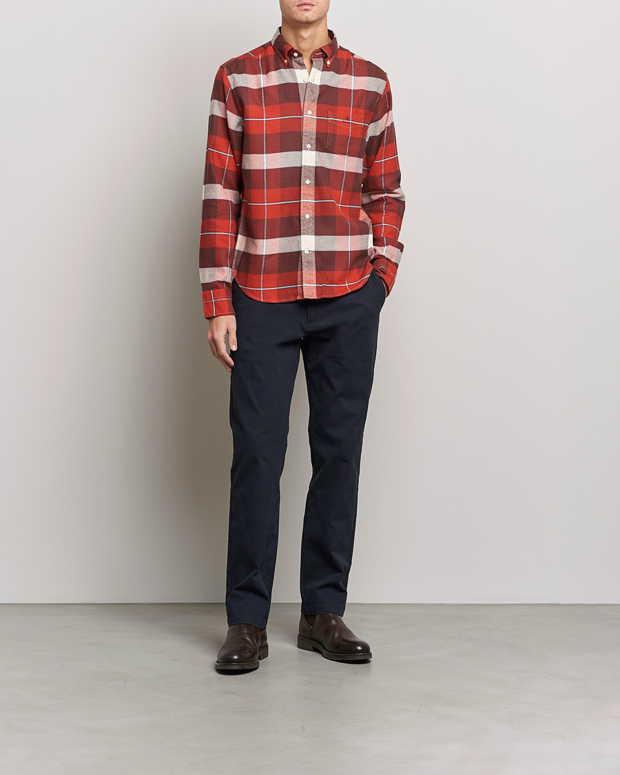 Heren | Overhemden | GANT | Regular Fit Flannel Block Checked Shirt Spice Red