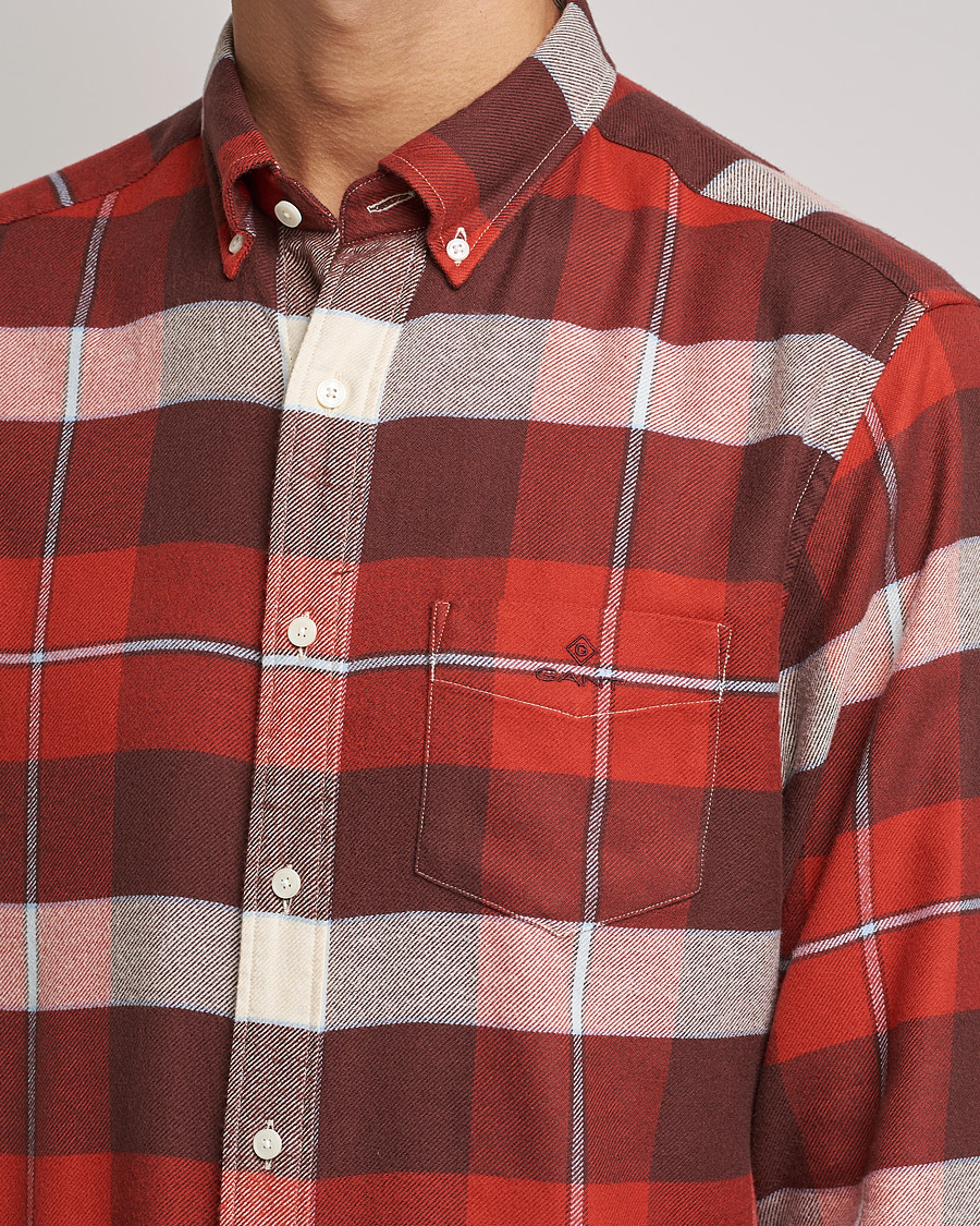 Heren | Overhemden | GANT | Regular Fit Flannel Block Checked Shirt Spice Red