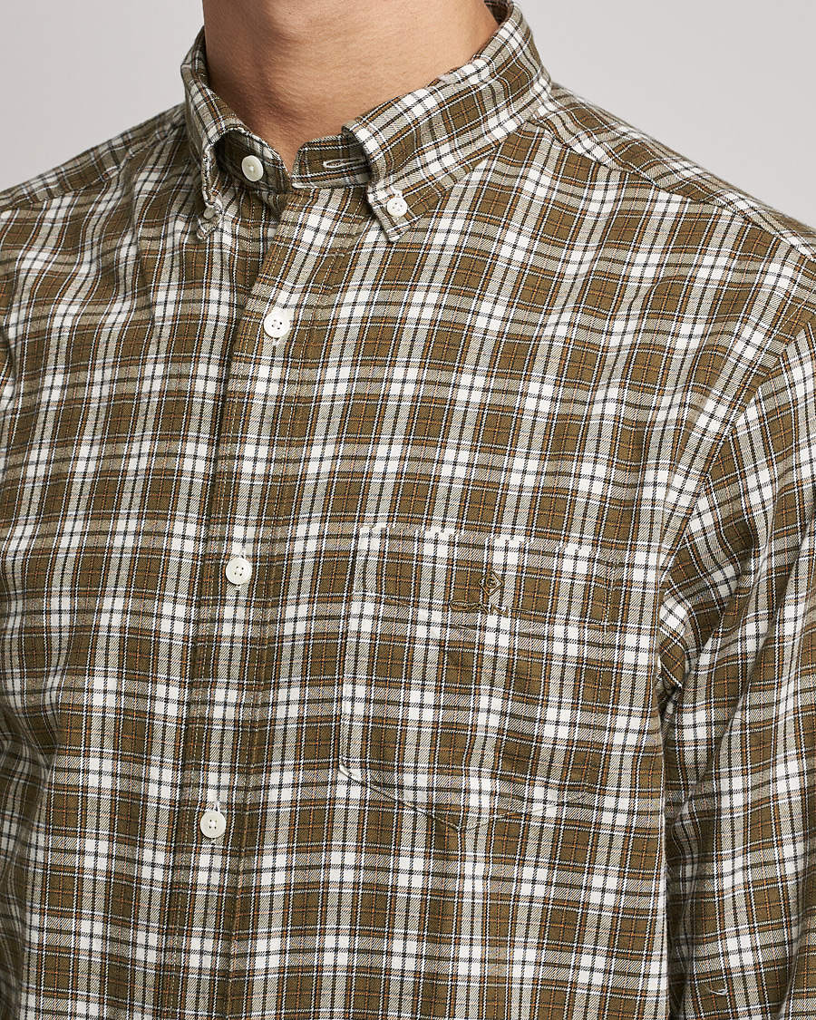 Homme | Chemises | GANT | Regular Fit Flannel Checked Shirt Army Green