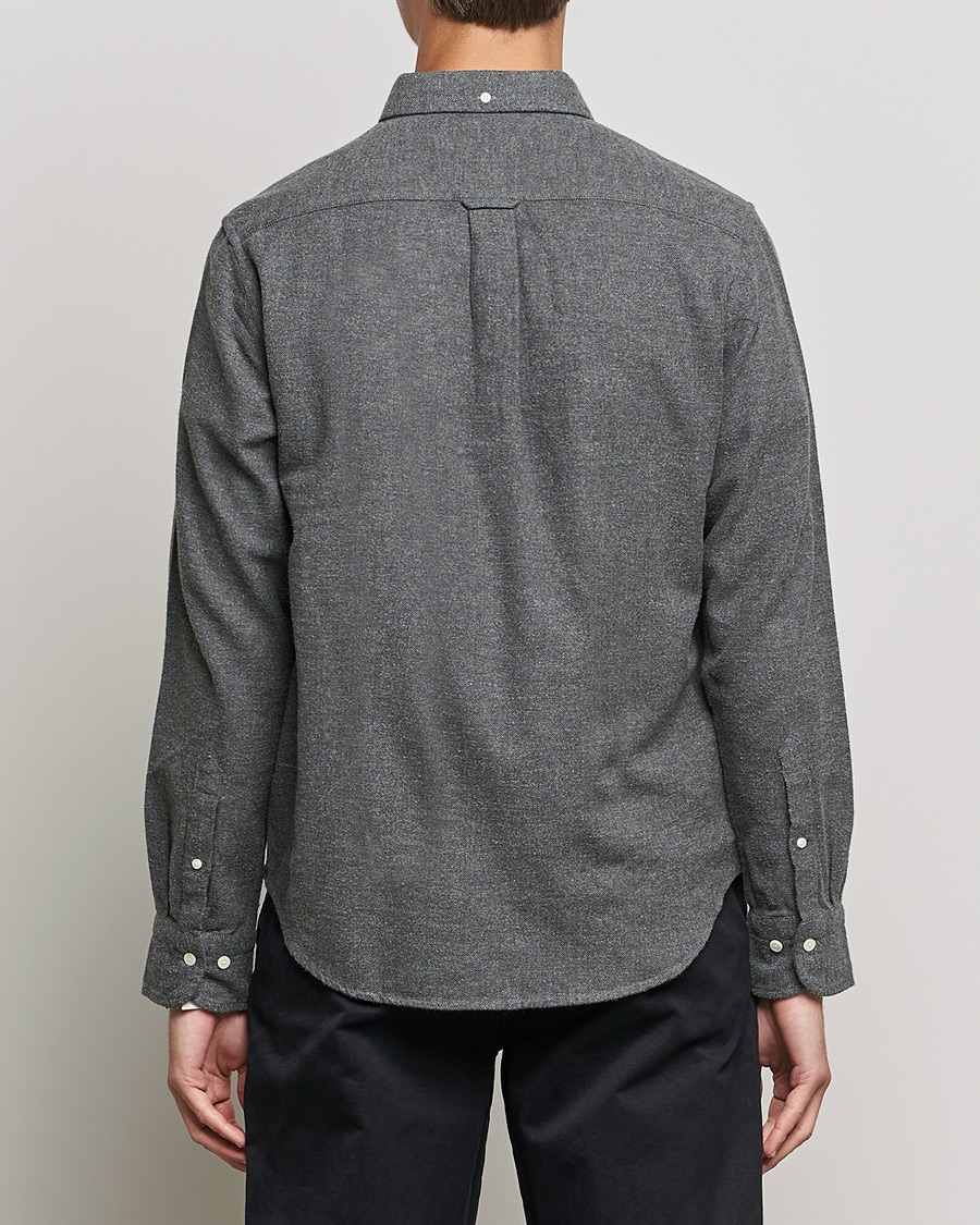 Homme | Chemises | GANT | Regular Fit Flannel Herringbone Shirt Charcoal Melange